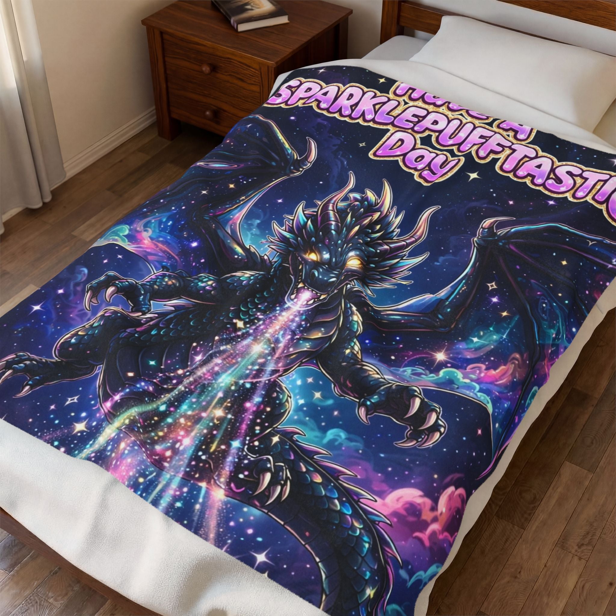 Sparklepuff Dragon Have A Sparklepufftastic Day Blanket | Velveteen Plush