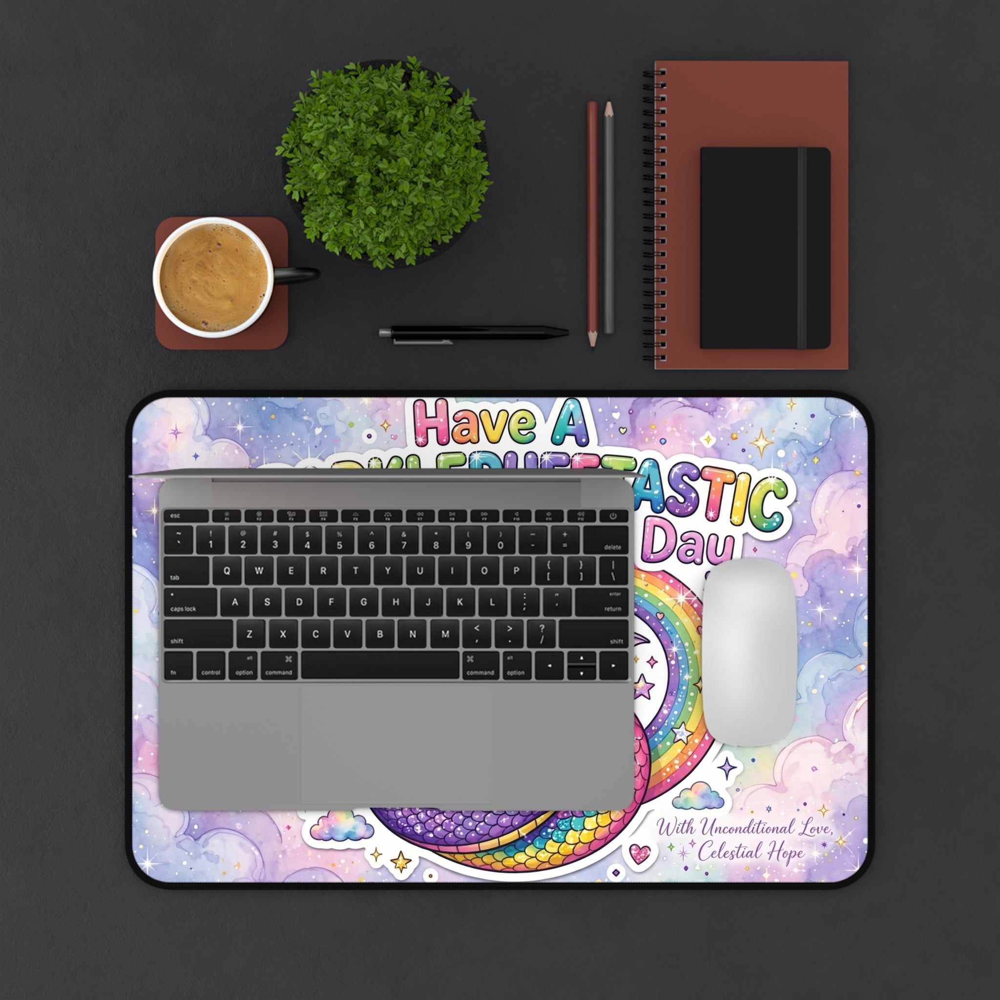 Sparklepuff Dragon Desk Mat | Rainbow Cute Mouse Pad
