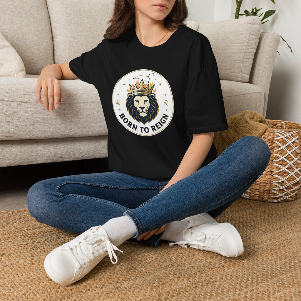 Born to Reign Lion Crown T-Shirt | Leo Zodiac Constellation Tee