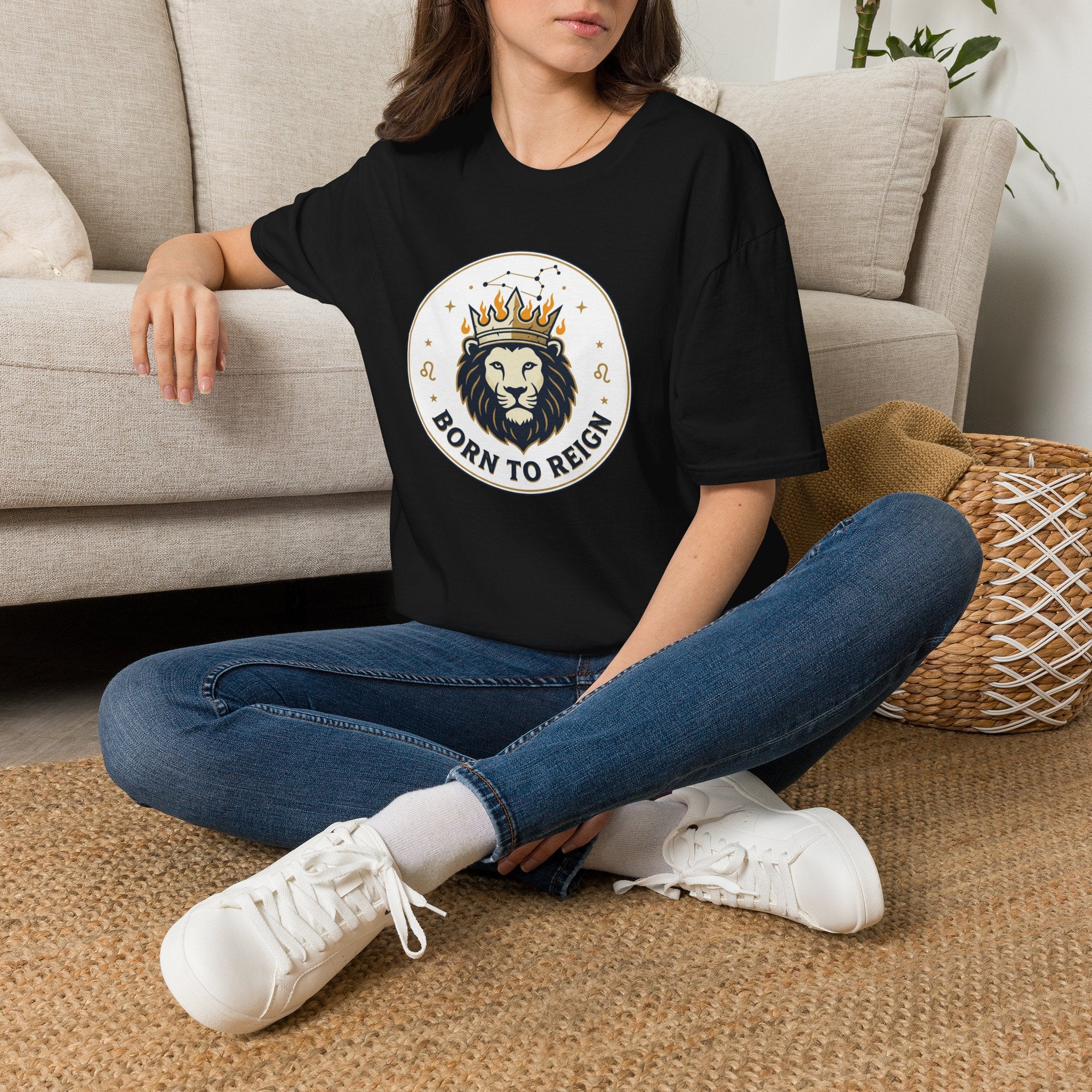 Born to Reign Lion Crown T-Shirt | Leo Zodiac Constellation Tee