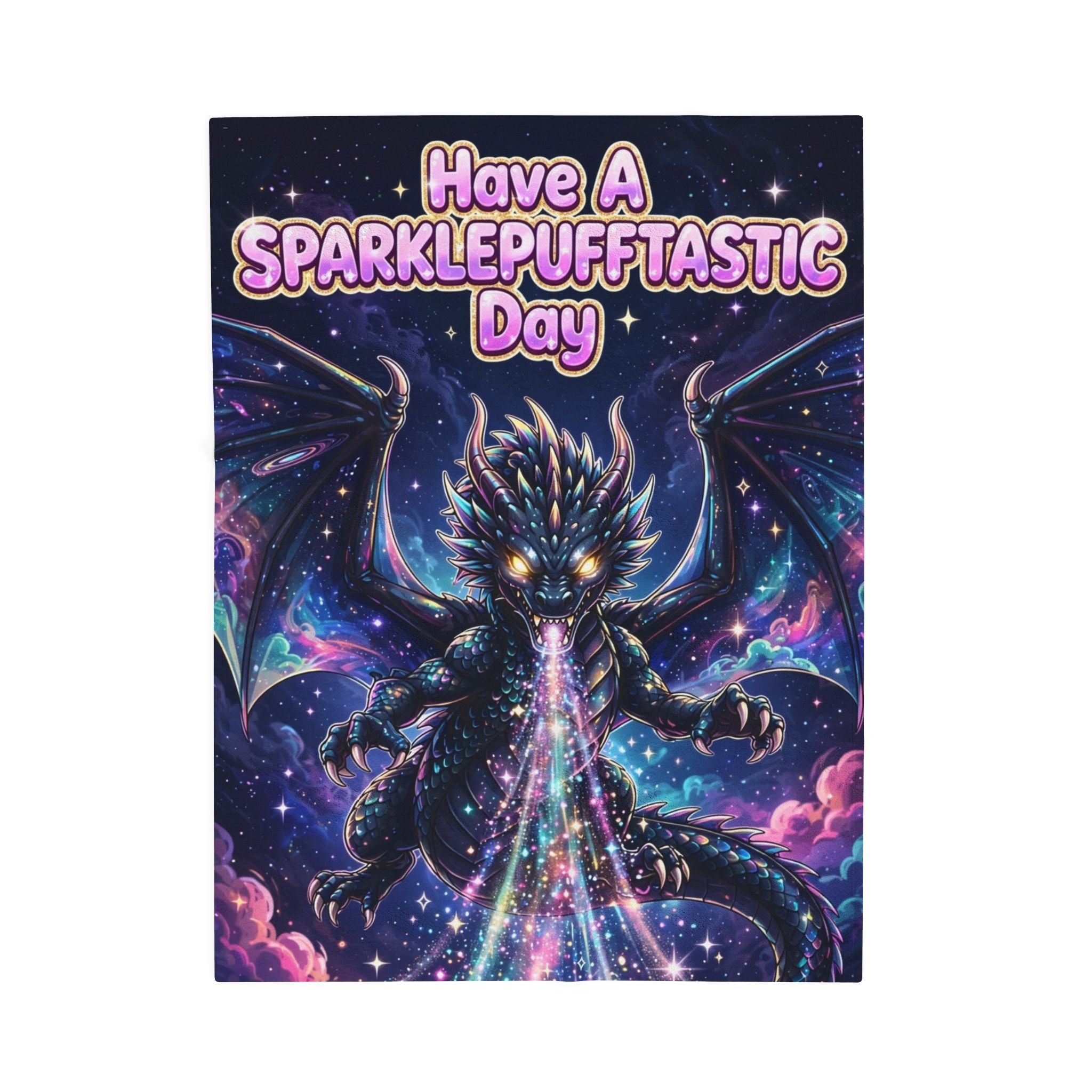 Sparklepuff Dragon Have A Sparklepufftastic Day Blanket | Velveteen Plush