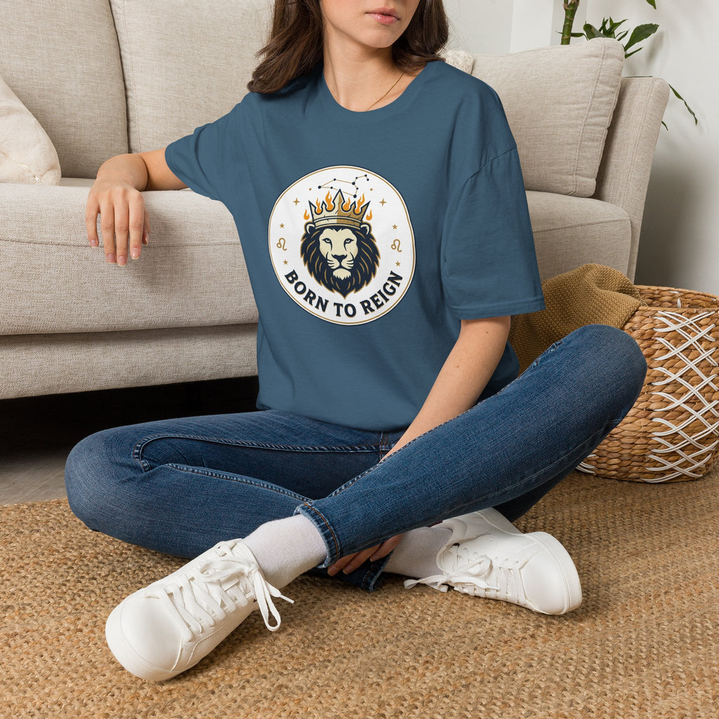 Born to Reign Lion Crown T-Shirt | Leo Zodiac Constellation Tee