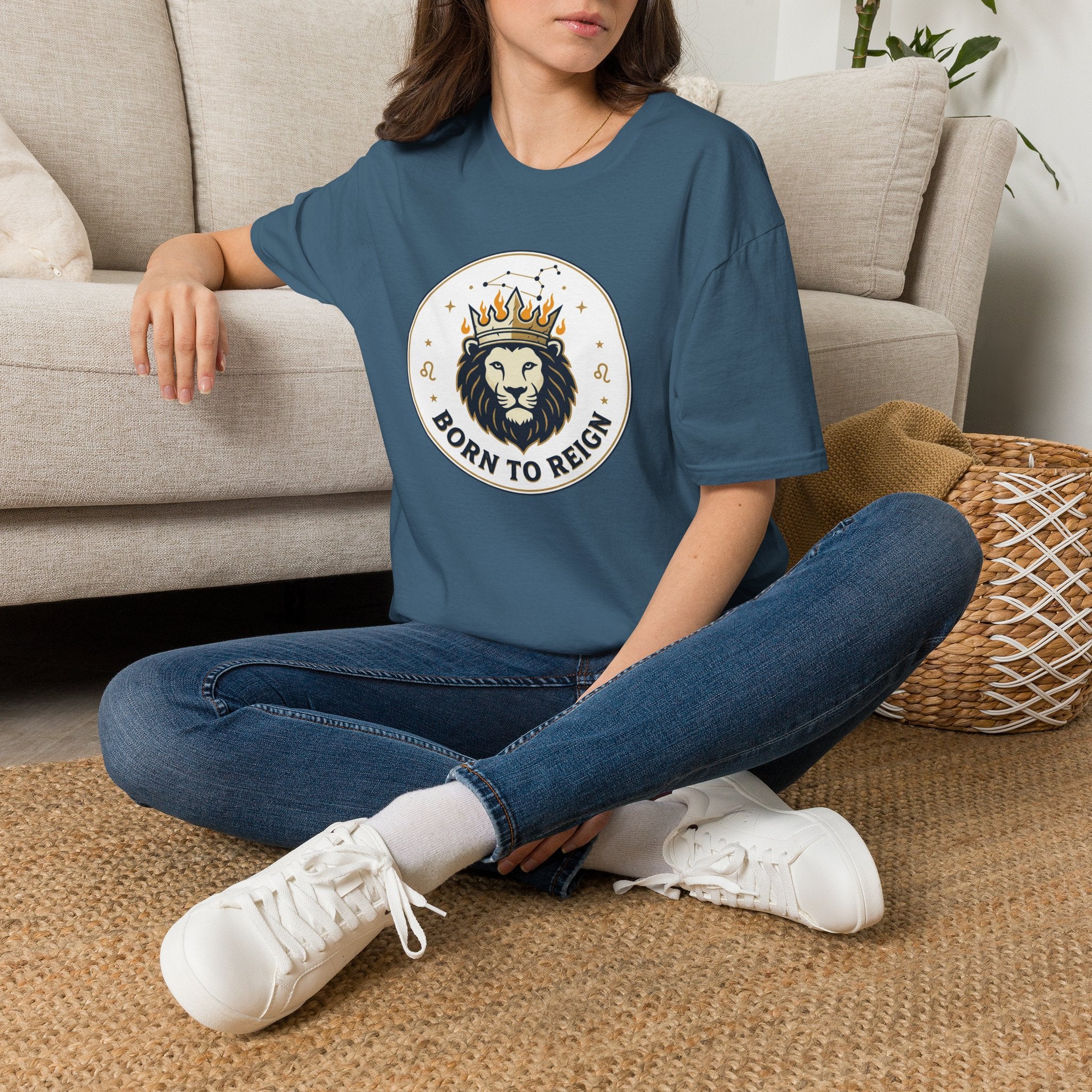 Born to Reign Lion Crown T-Shirt | Leo Zodiac Constellation Tee
