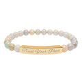 Engraved Natural Stone Stretch Bracelet | Beaded Bar Bracelet, Personalized Engraving