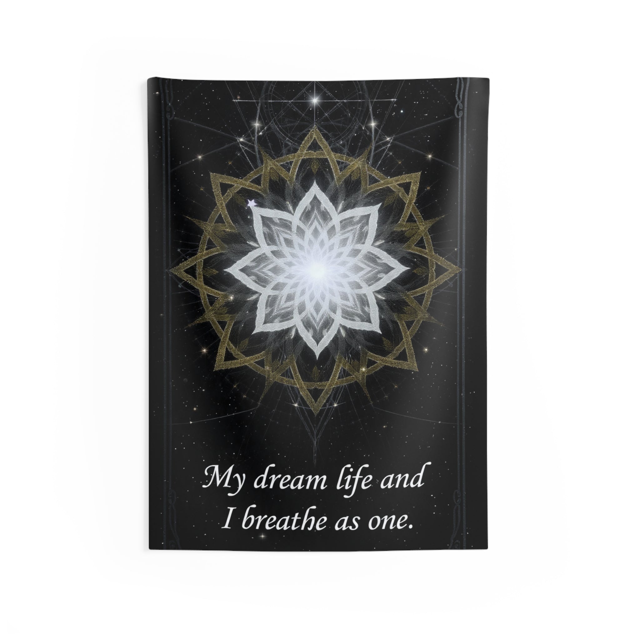 Sacred Geometric Mandala Indoor Wall Tapestry | Inspirational Quote