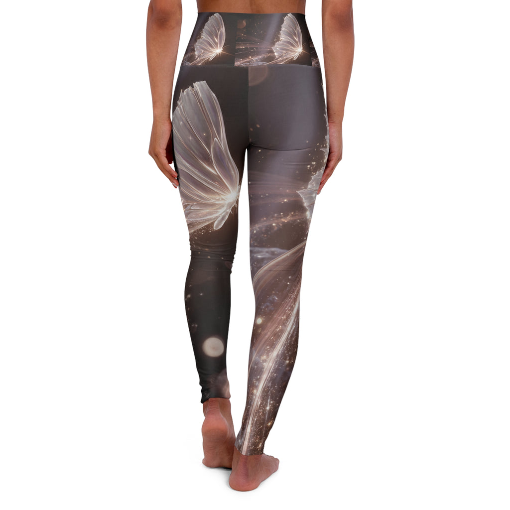 Ethereal Butterflies High Waisted Yoga Leggings | Galaxy Sparkle AOP