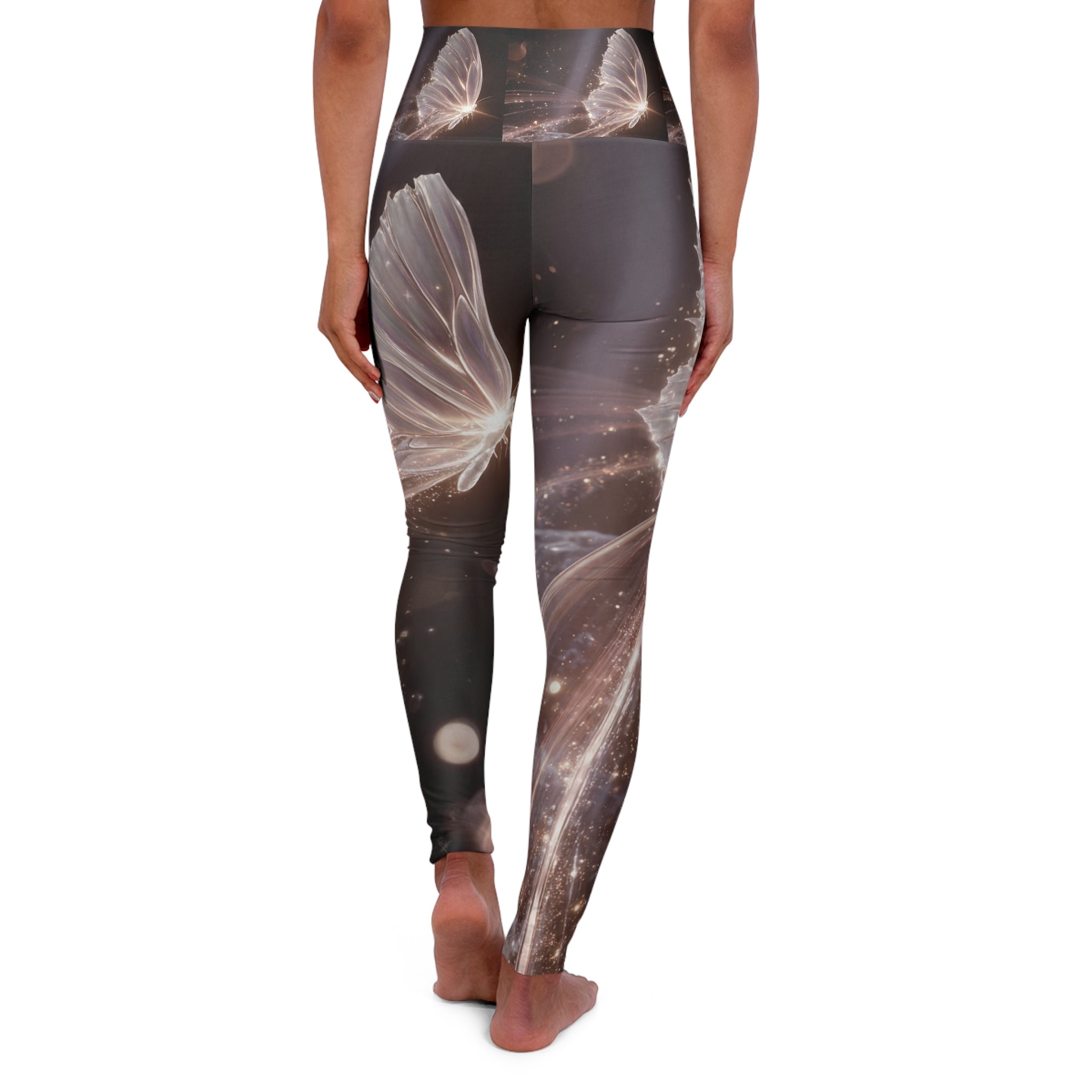 Ethereal Butterflies High Waisted Yoga Leggings | Galaxy Sparkle AOP