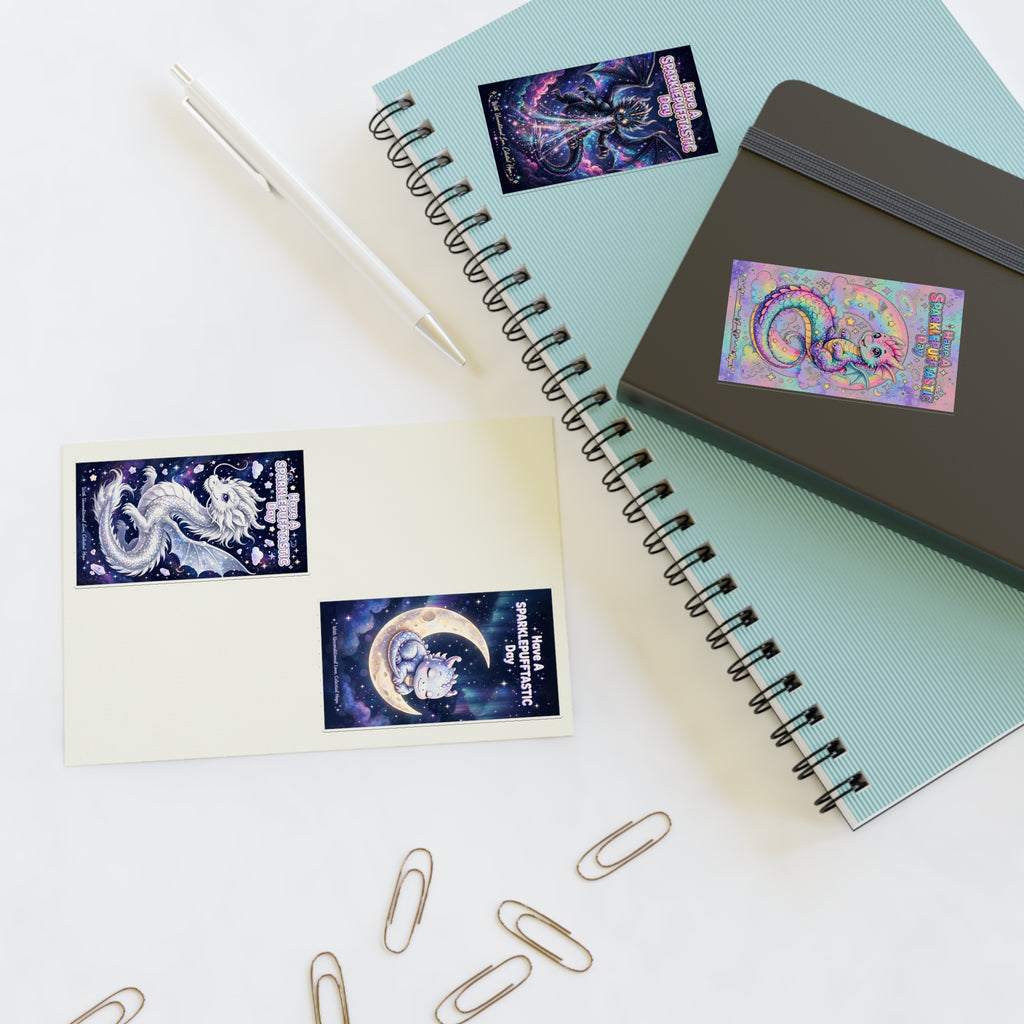 Whimsical Cosmic Dragons Sticker Sheet | Fantasy Celestial Stickers