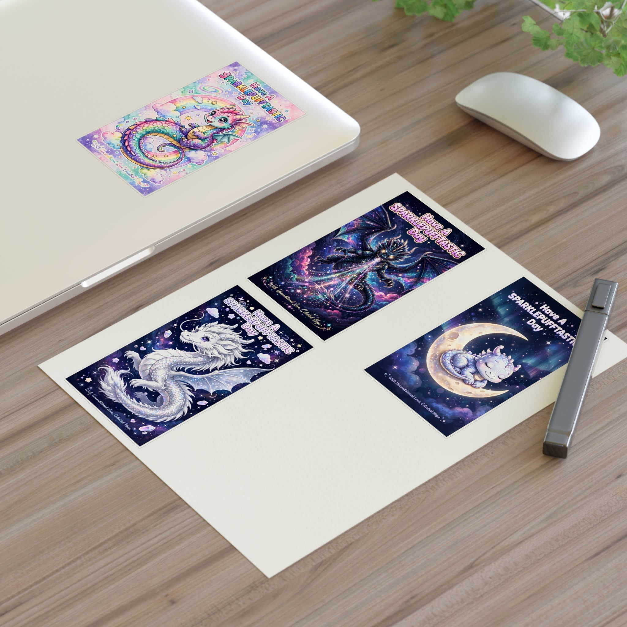 Whimsical Cosmic Dragons Sticker Sheet | Fantasy Celestial Stickers