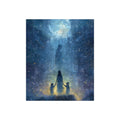 Crushed Velvet Blanket — Moonlit Family Silhouette Starry Throw